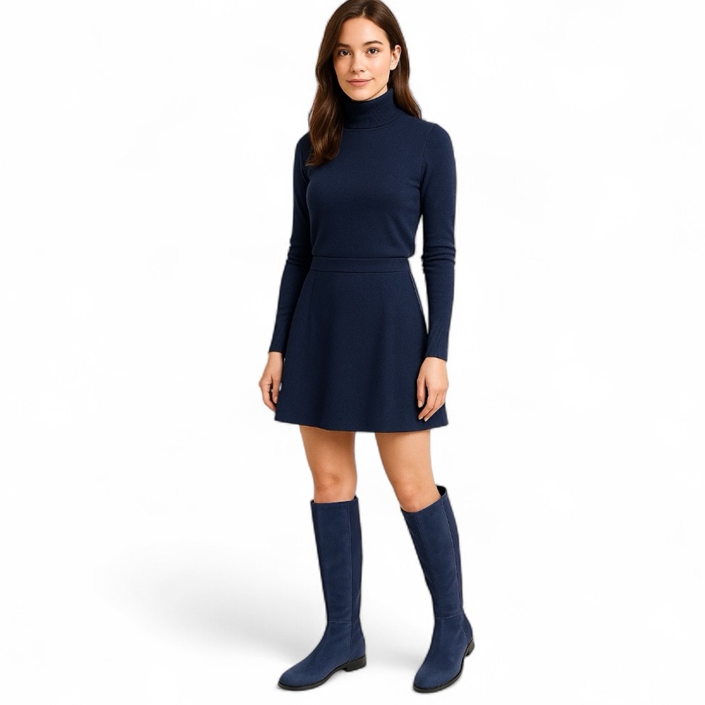 Stuart Weitzman Greer City Suede Back Stretch Knee High Boot Blue Brand New $795
